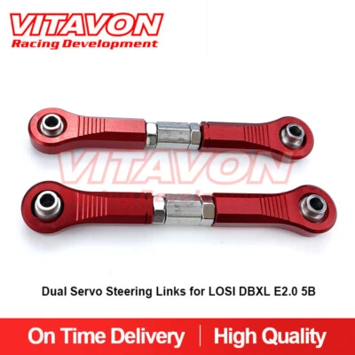 VitavonCNC aluminum 7075 Dual Servo Steering Links for LOSI  DBXL E2.0 Red - Image 1 of 4
