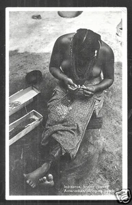 Amer Indian Girl rppc nude stringing Beads Suriname 1959 - Picture 1 of 1