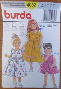 Burda 4082 Sewing Pattern Child girls Summer Dress Bloomers Cut age 18m - Picture 1 of 11