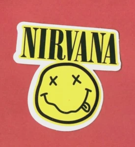 NIRVANA STICKER #8A 3X2.75" GLOSSY logo SMILEY GRUNGE punk ROCK #3 - Picture 1 of 13