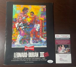 Sugar Ray Leonard Roberto Duran 2 Boxing Program Duran Auto Signed JSA COA - Picture 1 of 5