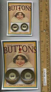 4 BOTONES VINTAGE LITOGRAFÍA DE LUJO RAYAS DE GATO DE METAL ESTAÑO * Cosido en tarjeta de arte - Imagen 1 de 8