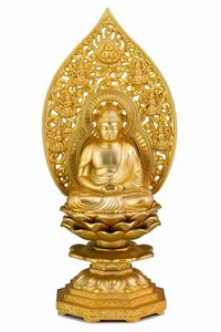 18cm (7.1in) Gold-Plated Buddha Seated Statue – Cast Buddhist Art - Picture 1 of 9