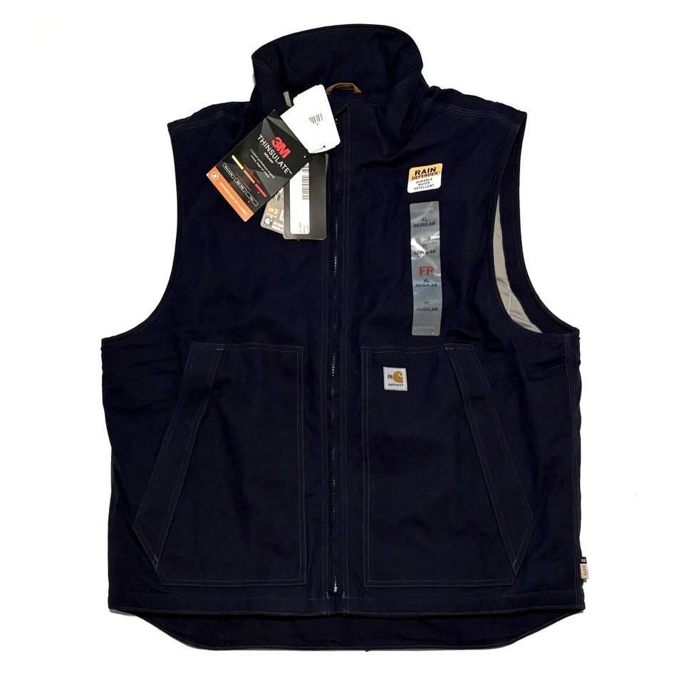 Carhartt 103387 2XLT Rain Defender FR Flame Resistant Quick Duck Vest Navy Cat 3
