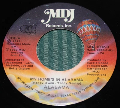 ALABAMA - My Home's In Alabama  (1980 7" 3-Song Vinyl EP) Rare MDJ Records Label — 第 1/2 张图片