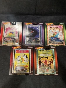 Disney Characters 50th Anniversary Hot Wheels Set of 5 Metal Real Riders 1:64 - Picture 1 of 1