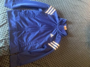 Adidas track jacket boys size 4 navy blue pockets full zip lightweight - Picture 1 of 6