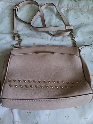 J. Lo Small Cross Body Purse Gold Studded Chain Handle Strap Powder Pink - Image 1 of 4