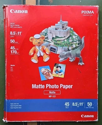 Canon 50 Sheets Matte Photo Paper 8.5" X 11" Pixma MP-101 Printer Photo Paper - Image 1 of 4