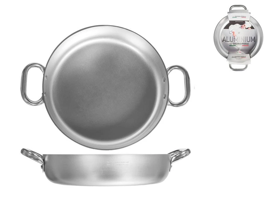 Pentole Agnelli Tegame alluminio 2 Maniglie Cm. 32