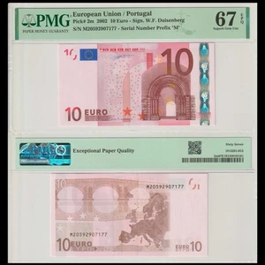 Portugal Euro 10 Euro 2002 Pick 2m U001 Duisenberg PMG 67 EPQ SUPERB GEM UNC - Picture 1 of 6