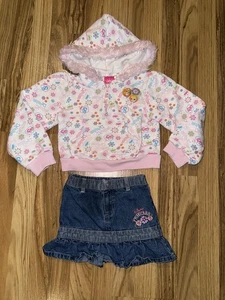 Completo Principesse Disney Vintage Tg 6 Denim Gonna Ricamata Felpa con Cappuccio S - Foto 1 di 10