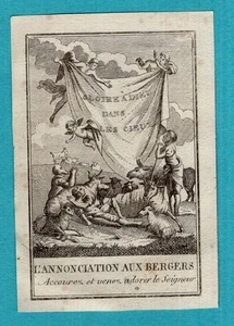 Image pieuse 18-ème L'ANNONCIATION AUX BERGERS (7 x 10.5 cm) - Picture 1 of 1