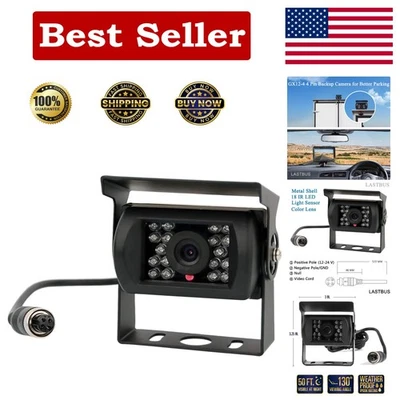 Wide Angle Rear View Camera with 4 Pin GX12-4 Connector for Heavy Duty Vehicles - Image 1 of 4