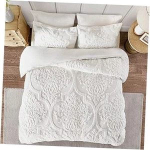 Tufted Chenille 100% Cotton Duvet- Modern Luxe All Season Comforter Cover Bed - Picture 1 of 7