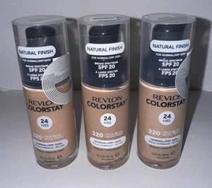 X3 Bottles~ REVLON Colorstay NATURAL FINISH Makeup Foundation~ 320 TRUE BEIGE x3 - Picture 1 of 2