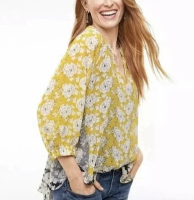 Blusa Cabi Amelia 5613 Gather Amarilla Floral Talla XS Foto 1 de 4