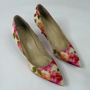 Ivanka Trump Pointed Toe Heels Pink White Green Floral Fabric w/ Box Size 6 - Picture 1 of 12