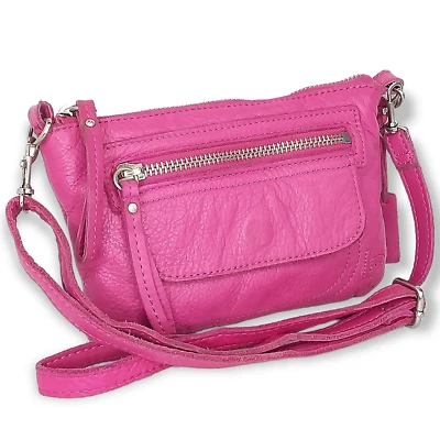 Bolso Bandolera LP Linea Pelle Cuero Guijarro Rosa Pequeño Ajustable Barbie Core Foto 1 de 4