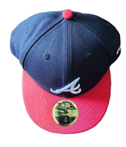 New Era Men's Atlanta Braves Authentic Low Profile 59FIFTY Fitted Hat Navy/Red 8 - Picture 1 of 6