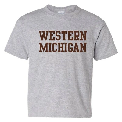 Western Michigan Basic Block Licensed Unisex Youth T-Shirt - Sport Grey - Image 1 of 4