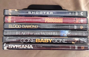 6 NEW DVD Movie Lot Wahlberg, ￼DiCaprio, ￼Eastwood,￼ Freeman, ￼Clooney - Picture 1 of 3