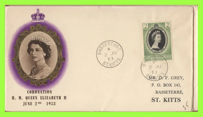 St Christopher Nevis & Anguilla 1953 QEII Coronation BPA First Day Cover - Image 1 of 1