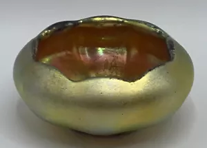 Steuben AURENE 3” Antique Gold Iridescent Master Salt Cellar #564 - Picture 1 of 20