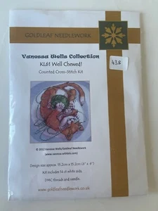 Gold Leaf Needlework Cross Stitch Kit  Well Chewed! Vanessa Wells KL61 - Picture 1 of 3