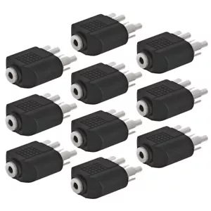 10x 3.5mm Female Mono Jack to Dual RCA Male Plug Audio Cable Adapter Connector - Picture 1 of 3