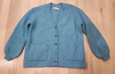 Ann Taylor LOFT Cardigan Women’s Grandpa Teal Chunky Thick Wool Blend XL Euc - Image 1 of 4