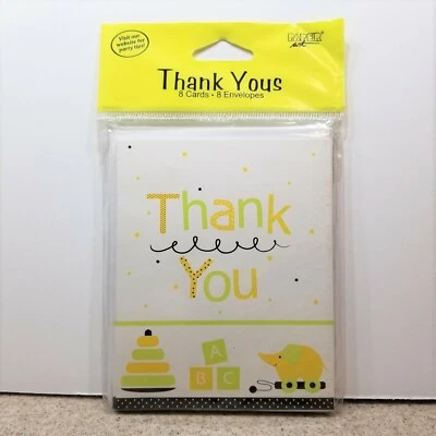 ABC Baby Gift Thank You Notes ~ 8 Sealed Thank You Notes and Envelopes - Image 1 of 2