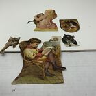 Lot Of 5 Victorian Children, Cats & Dogs Diecuts And Scraps For Scrapbook