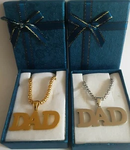 Dad Necklace Pendant Gold silver 24 inch chain Fathers day comes gift boxed 477 - Picture 1 of 3