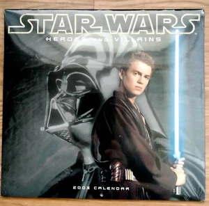 Star Wars - Héroes y Villanos - 2003 Calendario de Pared NUEVO SELLADO - Imagen 1 de 2