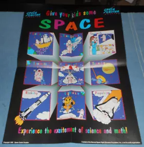 NASA Space Center Houston JSC Kids Poster 1993-94 School Visit Programs Info - Picture 1 of 4