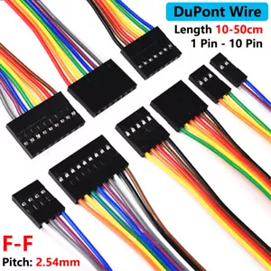 DuPont Line 2.54mm Ribbon Connector Wire Cable F-F 10/15/20/30-50cm 1Pin - 10Pin - Picture 1 of 12
