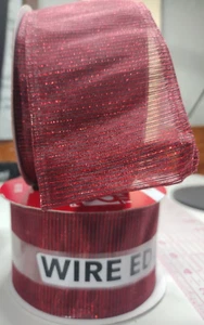 SHEER RED RIBBON WIRE EDGE 2.5" WIDE X 25' LONG LOT OF 2 - NEW! - Picture 1 of 1