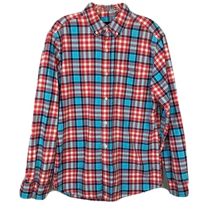 GAP Hemd Herren Gr. M rot weiß blau kariert Slim Fit Knopfleiste Baumwolle Tasche - Bild 1 von 8