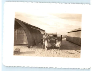 Vintage Photo 1944, WW2 US Navy Sailor w/ antique car, on base, Pacific , A, 4x3 - Picture 1 of 2
