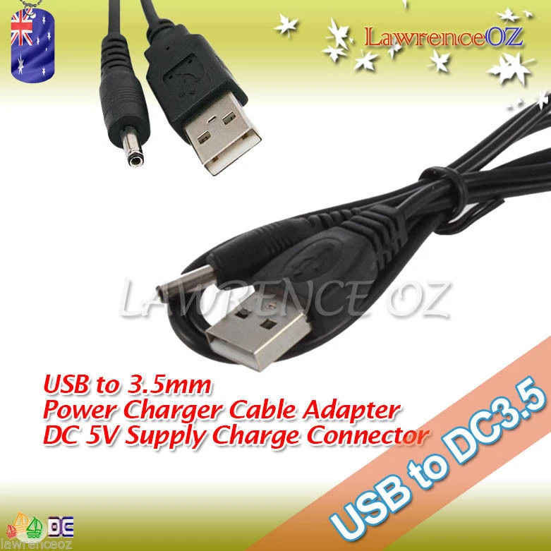 USB to DC 3.5mm 5V Connector PC Laptop Speaker Charging Power Cable Cord Adapter - Image 1 of 1