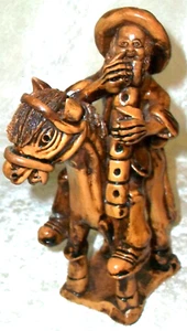 Vintage Flöte spielt zu Pferd Musiker Volkskunst Keramik Skulptur Statue Mexiko - Bild 1 von 20