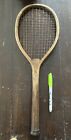 RARE ANTIQUE CHILDS WOODEN TENNIS RACKET with real cat gut strings c. 1900