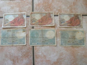 FRANCE LOT DE 6 BILLETS DE 10 FRANCS MINERVE ET 20 FRANCS PECHEUR (C 579) - Foto 1 di 2