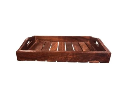 Vibhsa Wooden Serving Trays Unique Style with Round Handle Medium Size for Food - Image 1 of 3