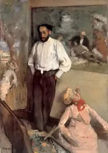 Ｏｉｌ　ｐａｉｎｔｉｎｇ Edgar Degas - portrait of the painter henri michel-levy hand paint - Picture 1 of 1