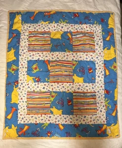 Vintage Project Linus Crib Quilt, Silly Monsters With Alphabet And Numbers - Picture 1 of 5