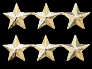 DOS 2 ORO DE CUELLO DE TRES ESTRELLAS SOLAPA Pin Up Policía de EE. UU. Sheriff Bomberos APLICACIÓN DE LA LEY - Imagen 1 de 8