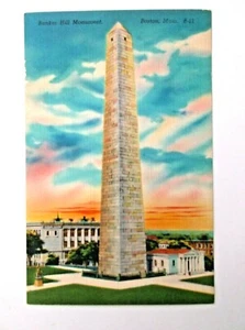 Vintage Postkarte Bunker Hill Monument Boston MA Leinen unbesendet - Bild 1 von 2