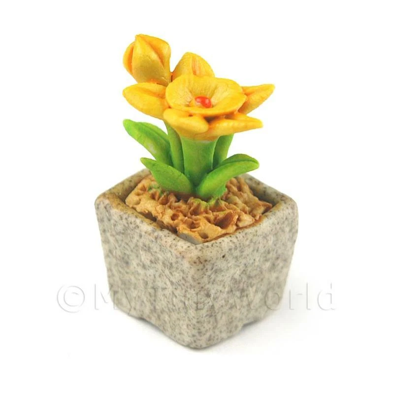 Miniatura Fatto a Mano Giallo Scuro Ceramica Fiore - Immagine 1 di 1